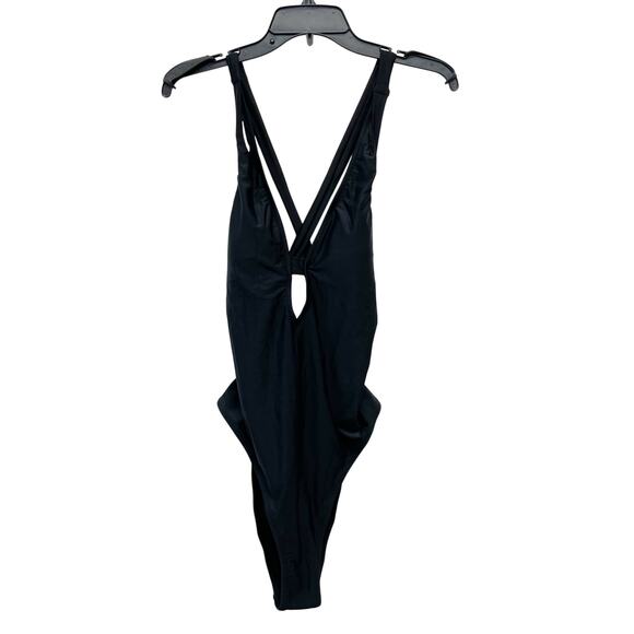 Cupshe Women's Plunging Neck Front Cutout One Piece Swimsuit Black Size L - Picture 1 of 7